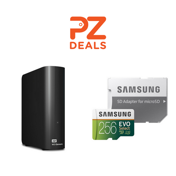 Disco duro de escritorio WD Elements de 4 TB o MicroSD EVO Select de 256 GB