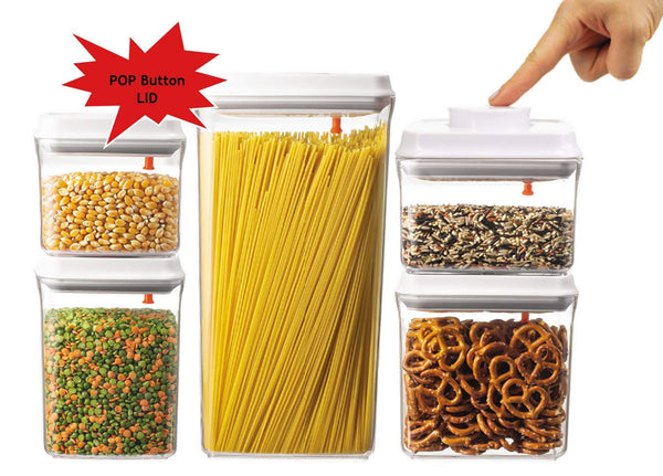 5 Piece Push POP Button Airtight Food Storage containers