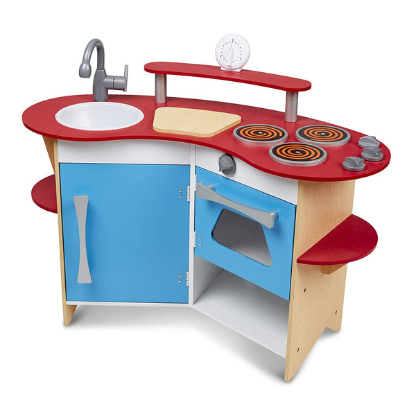 Melissa &amp; Doug Cook's Corner Cocina de juguete de madera para juegos imaginarios