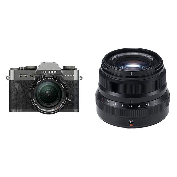 Reserva: cámara Fujifilm X-T30 (plateada) + lentes XF18-55 mm y XF35 mm F2 R WR