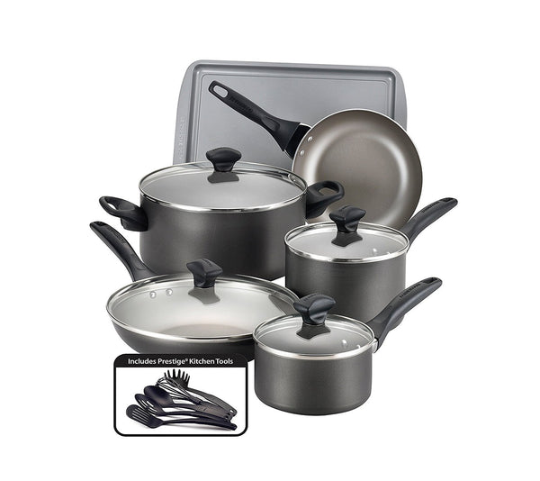 Farberware Juego de utensilios de cocina de aluminio de 15 piezas, antiadherente, apto para lavavajillas