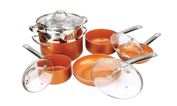 Copper Luxury Cookware Pan Set (10-Piece)