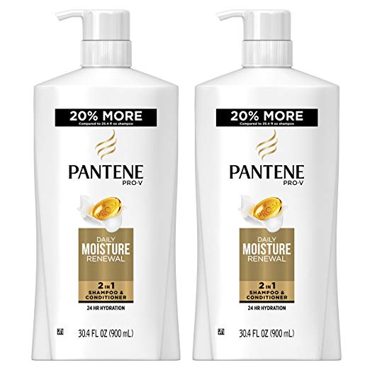 Paquete de 2 champú y acondicionador Pantene de 30.4 oz 2 en 1 Pro-V Renovación diaria de humedad