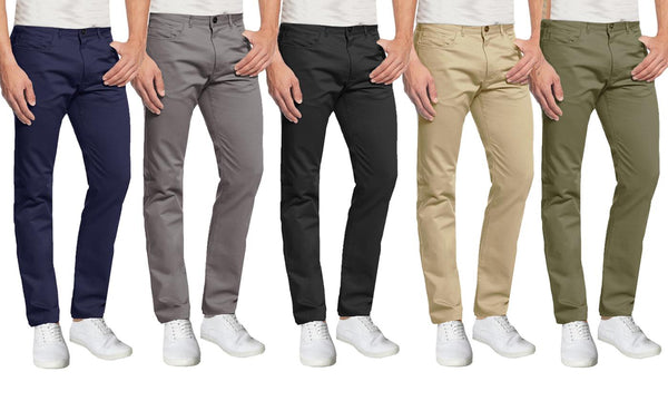 Galaxy By Harvic Men's 5-Pocket Ultra-Stretch Slim Fit Chino Pants