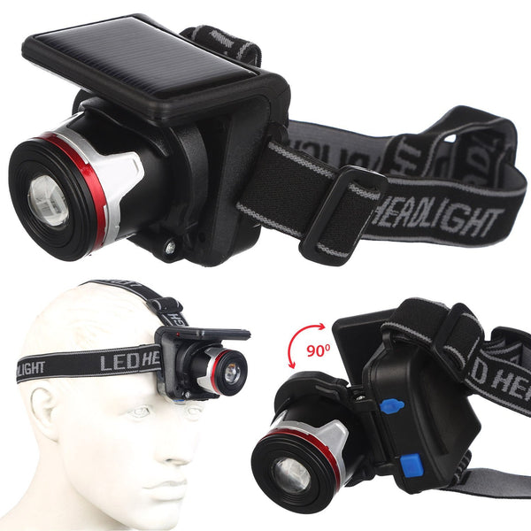 Solar powered LED headlamp