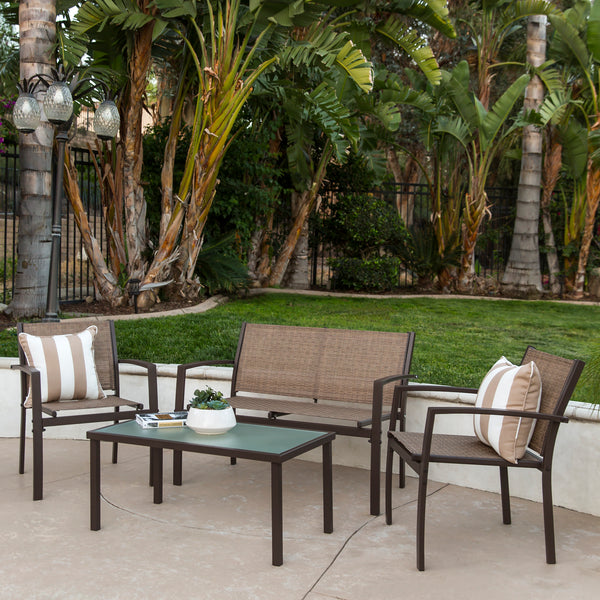 Juego de muebles de metal para patio exterior de 4 piezas