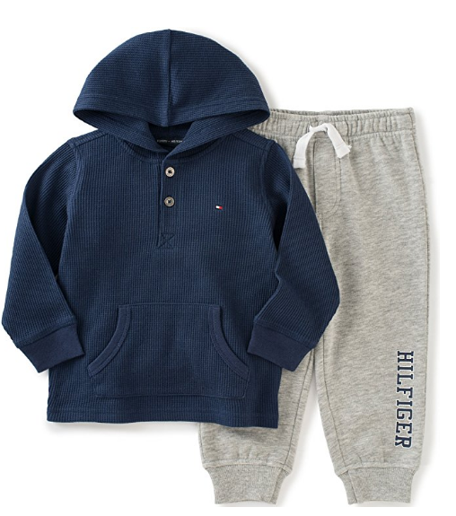 Tommy Hilfiger Boys' Thermal Hooded Top with Fleece Pants Set