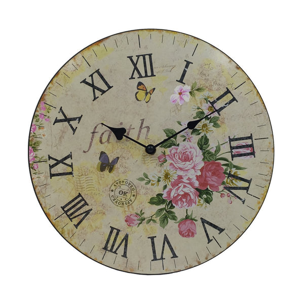 Vintage Floral Print Wall Clock