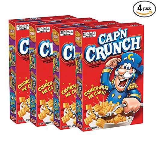 4 cajas de cereal Cap'N Crunch