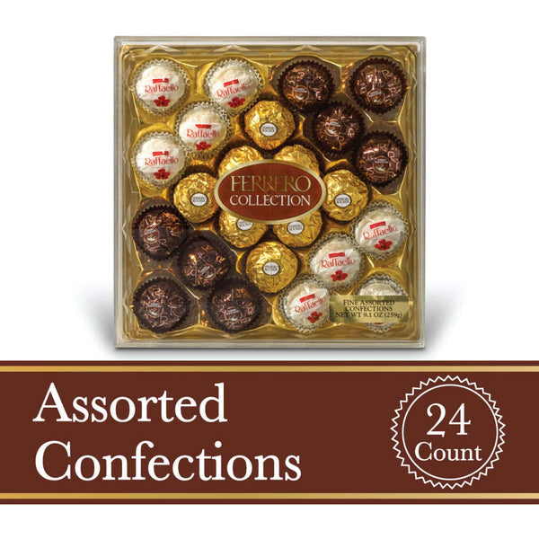 Caja de regalo de chocolate con leche y avellanas finas Ferrero Rocher de 24 unidades (OU-D)