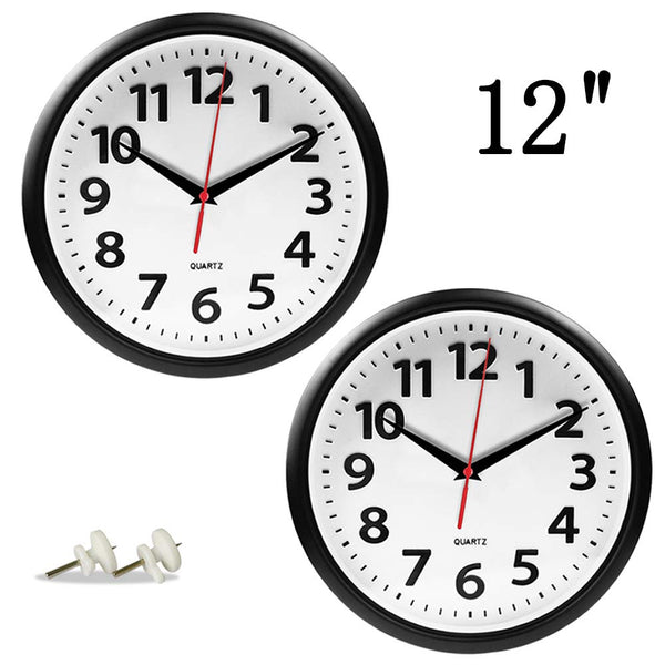 Paquete de 2 relojes de pared de 12 pulgadas.