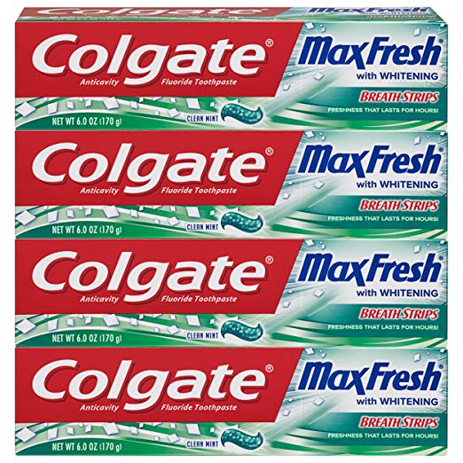 4-Pack Colgate Max Fresh Whitening Toothpaste with Breath Strips