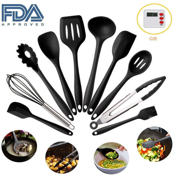 Juego de utensilios de cocina de 10 piezas con temporizador de cocina.