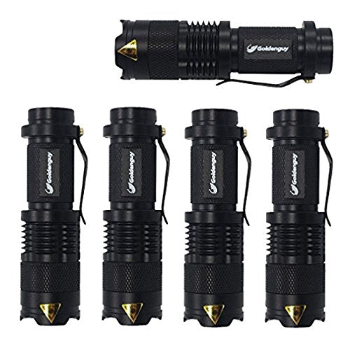 Pack of 5 ultra bright LED zoomable tactical flashlights