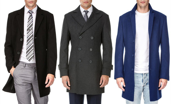 Braveman Men's Single or Double Breasted Wool Blend Coat (S-3XL)