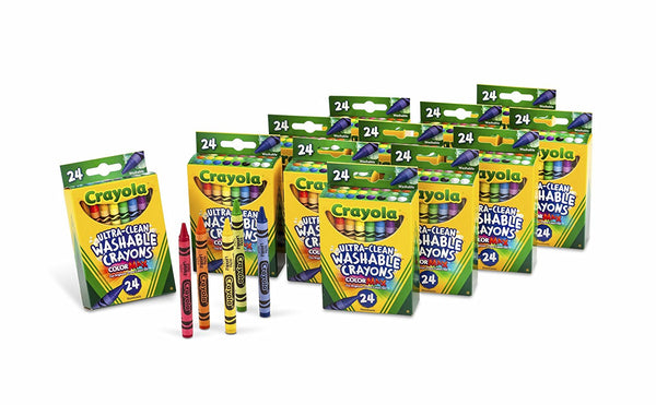 12 paquetes de crayones de 24 unidades