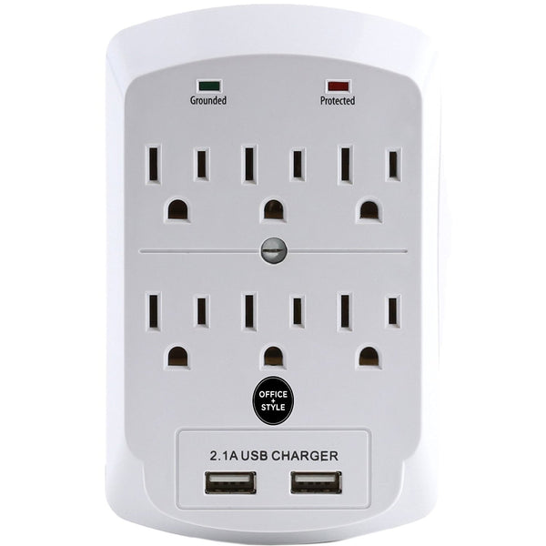 6 outlet surge protector with 2 USB ports