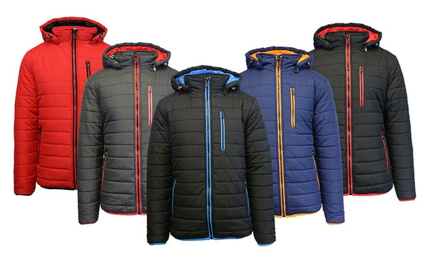 Chaqueta acolchada pesada para hombre con capucha desmontable