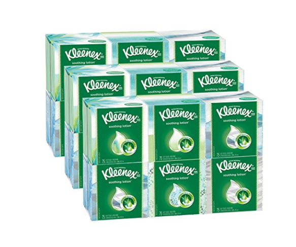 18 cajas de pañuelos Kleenex
