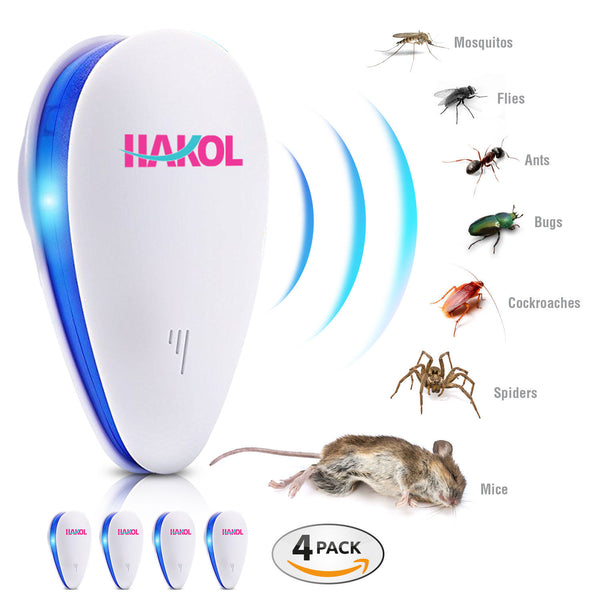 4 Pack Ultrasonic Pest Repeller, Mice Rats Insects Spiders Bed Bugs, Mosquitoes