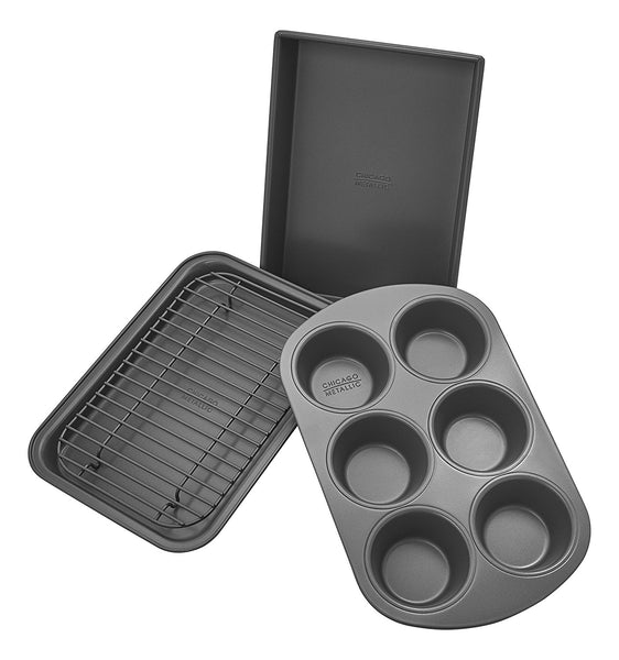 Juego de utensilios para hornear para horno tostador antiadherente profesional Chicago Metallic de 4 piezas