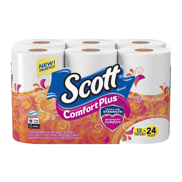 Scott Comfort plus Toilet Paper Bath Tissue, 12 Rolls