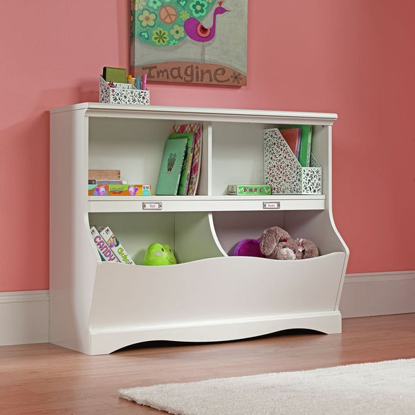 Soft white bookcase / footboard