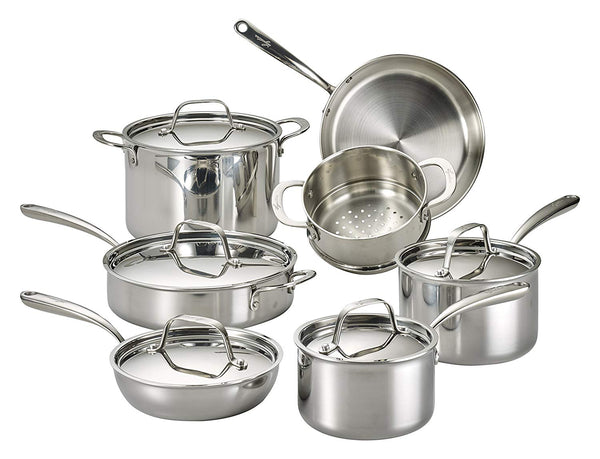 12-Piece Lagostina Stainless Steel Multiclad Dishwasher Safe Cookware Set