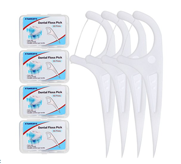 240 dental floss picks with 4 travel cases