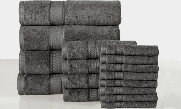 Soft 100% Cotton Solid Towel Set (16-Piece)