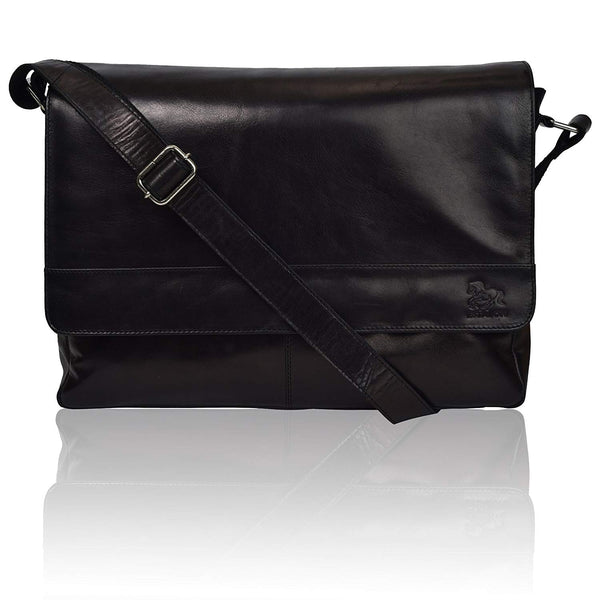 Leather Laptop Messenger Bag for Men - Premium Office Briefcase