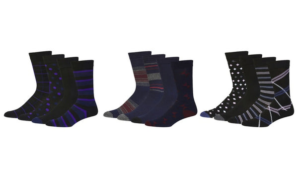 K-SWISS Men's Cotton Crew Dress Socks (4, 8 or 12 pack)