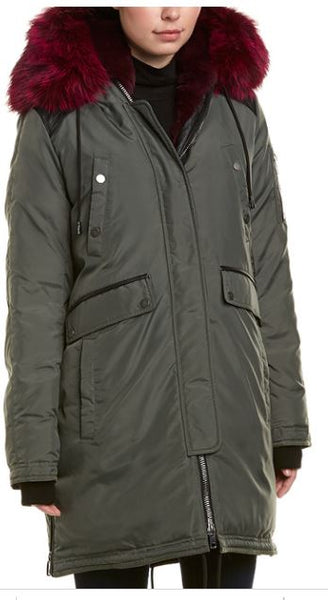 Nicole Benisti leather trim down coat