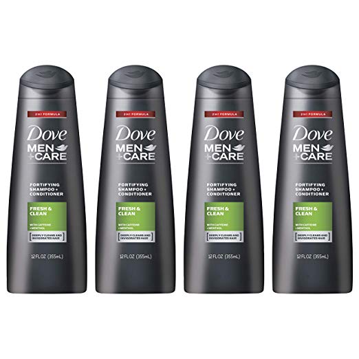 4 Bottles Of Dove Men+Care 2 in 1 Shampoo and Conditioner