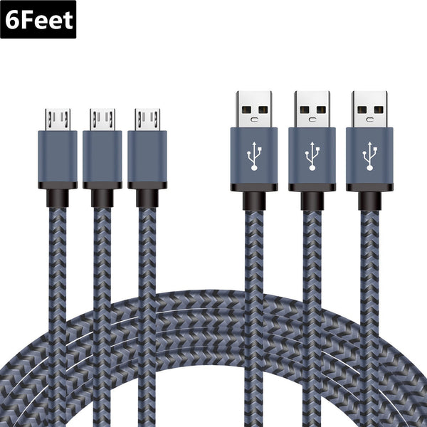 Pack of 3 braided micro USB cables