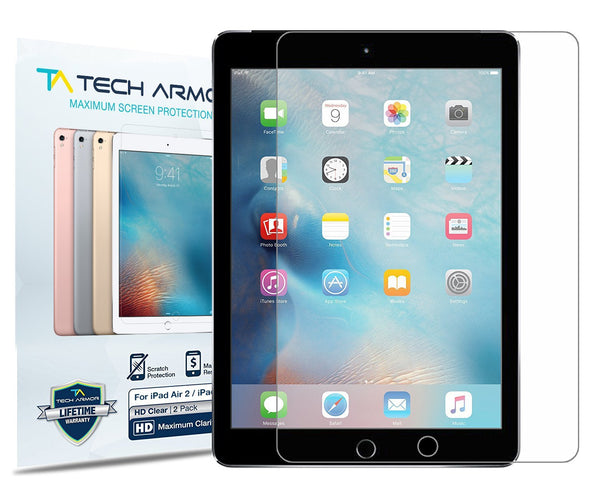 Paquete de 2 protectores de pantalla transparentes Tech Armor Apple iPad Air 2 / iPad Air (primera generación) (HD)