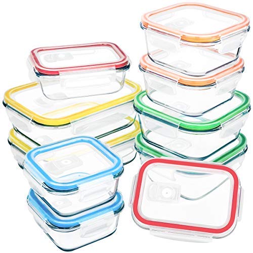 10 paquetes de recipientes de vidrio para almacenamiento de alimentos con tapas
