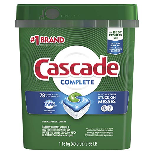 78 Cascade Complete ActionPacs Dishwasher Detergent