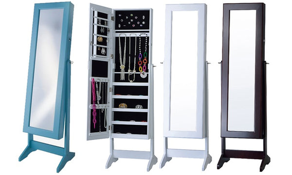 Free-Standing Cheval Mirror Jewelry Armoire