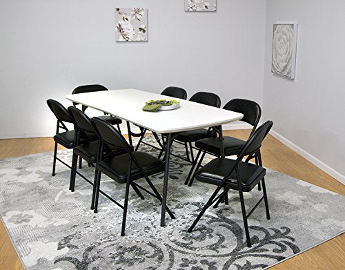 6 foot Cosco folding table with 4 folding chairs