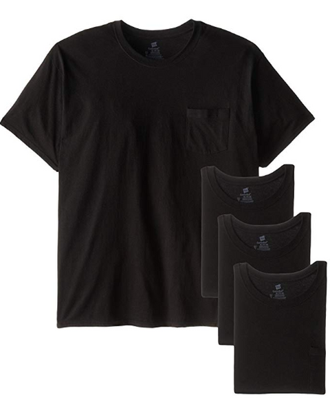 Pack Of 4 Men's Hanes Fresh IQ Pocket T-Shirt (Black)