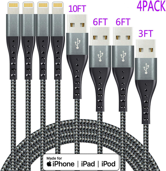 Pack Of 4 MFi Certified Lightning Cables