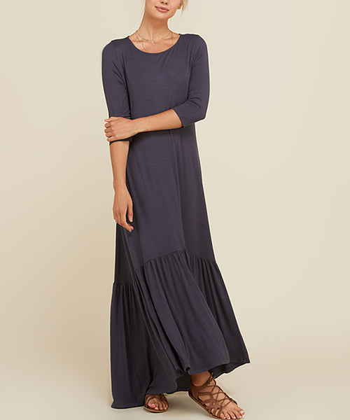 Vestido largo con dobladillo con volantes