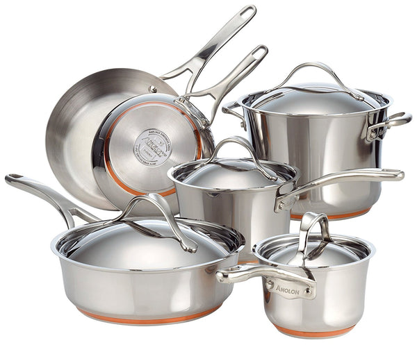 Anolon Nouvelle Copper Stainless Steel 10-Piece Cookware Set