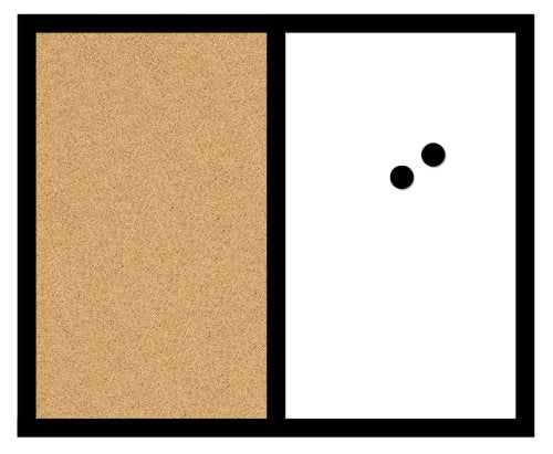 Magnetic dry erase/cork combo board