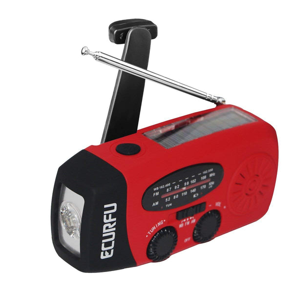Emergency solar radio, LED flashlight and 1000mAh phone charger