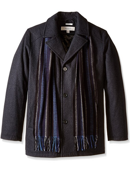 Perry Ellis men's wool coat with scarf