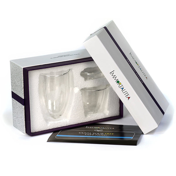 Tea infuser cup with double wall glass design