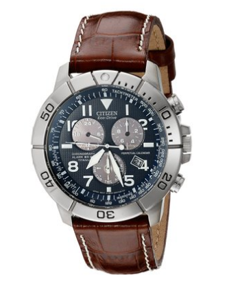 Citizen Men's Titanium Eco-Drive Watch with Leather Band