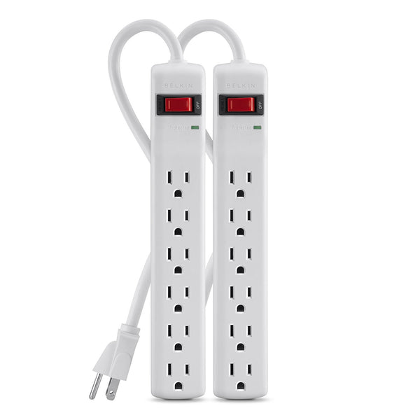Paquete de 2 protectores contra sobretensiones de 6 tomacorrientes Belkin